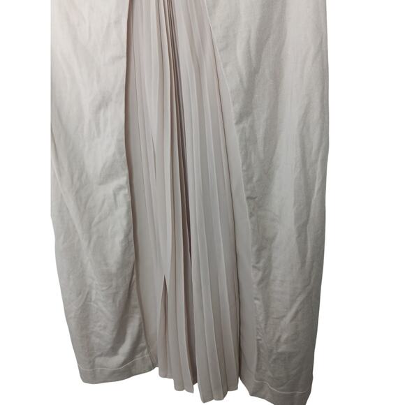Foxey New York Beige Pleated Front Shift Dress Size 40 Medium Japan Made Pockets - Picture 6 of 14